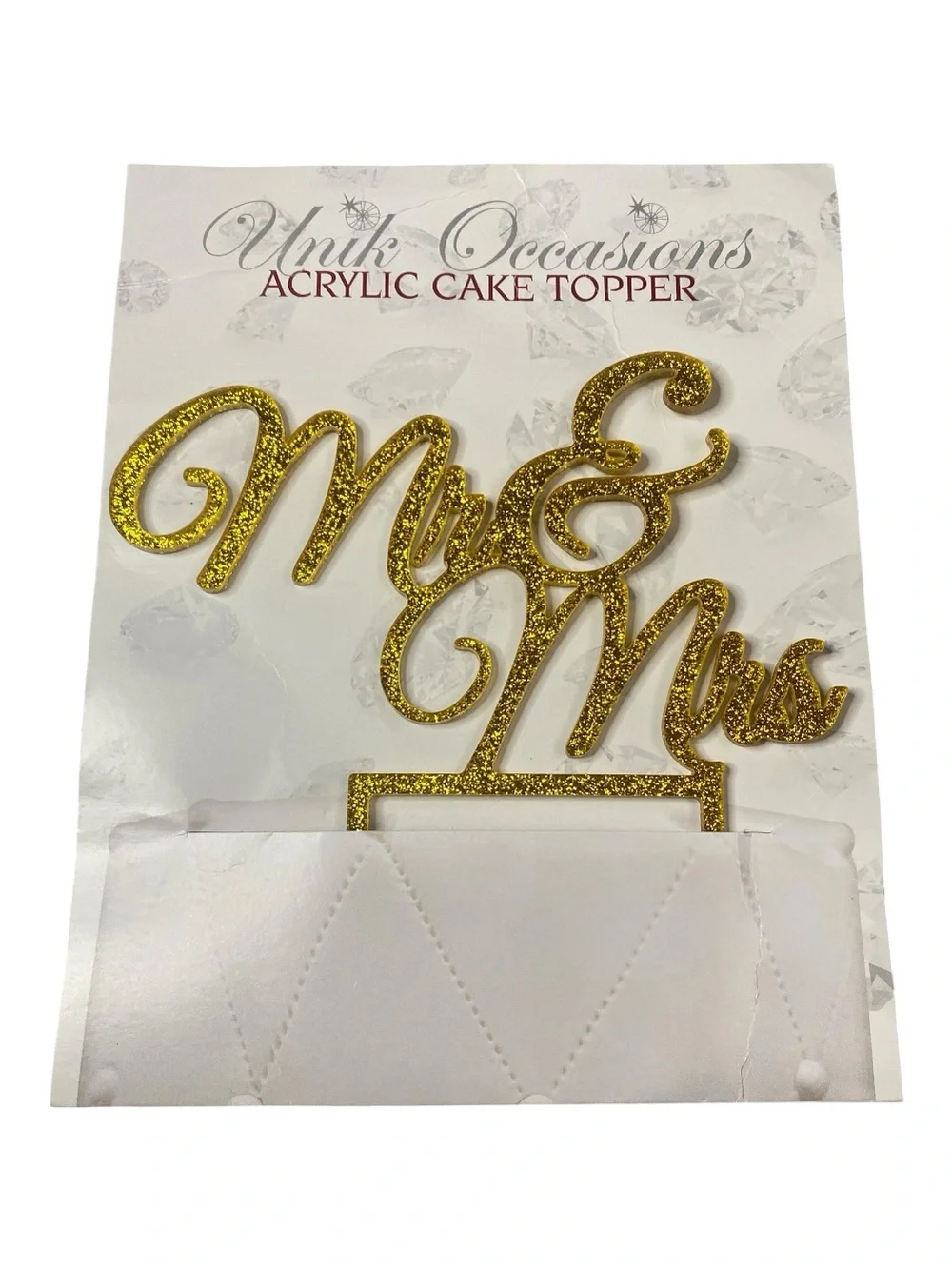 Gold Glitter Acrylic ‘Mr and Mrs’ Cake Topper